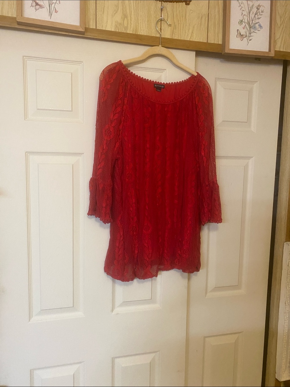 new directions Red Curvy Blouse